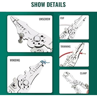 Multi-Function Wire Stripper and Cutter – 10-in-1 Electrical Hand Tool with Cutting, Stripping, Crimping & Screwdriver Functions (Random Color)