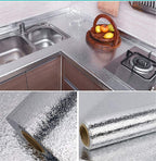 Silver Foil Kitchen Waterproof & Oil Proof Self-Adhesive Sticker Roll – Aluminum Heat Resistant Wallpaper for Stove, Cabinets & Walls (60×200cm)
