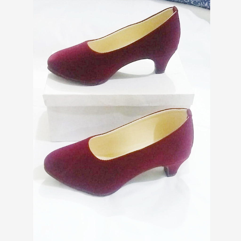Ladies Velvet Pump Shoes – Comfortable 2 Inch Heel Casual & Party Wear Stylish Coat Pumps for Women