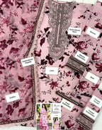 Aneela’s All-Over Print 9mm Sequins Embroidered Lawn 3Pc Unstitched Dress with 4-Side Embroidered Chiffon Dupatta