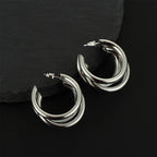 Punk Oval Hoop Earrings Metallic Geometric Ear Buckle Minimalist Style U-shaped Daily Life Earring Accessories For Women Round Piercing Jewelry Gift