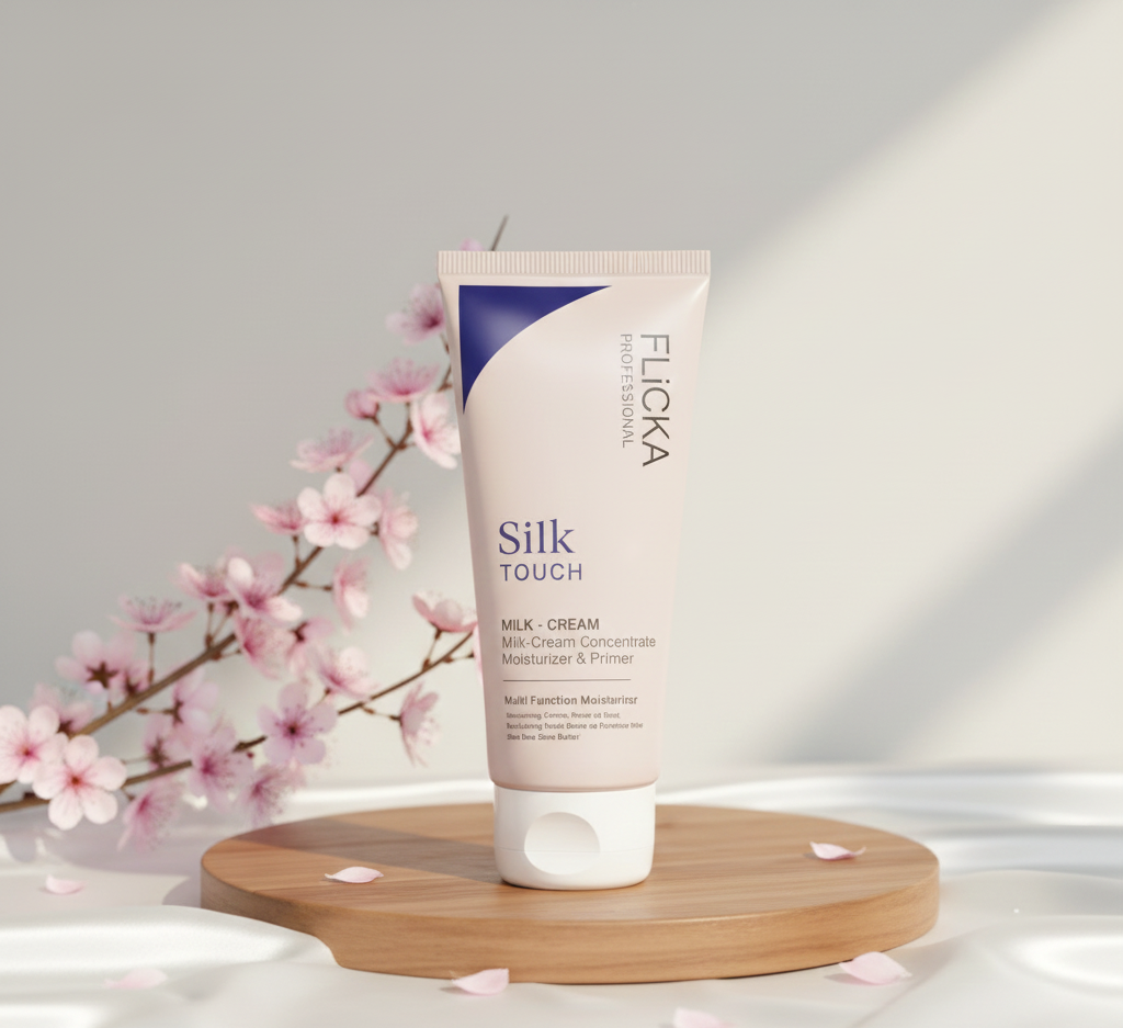 Flicka Professional Silk Touch Milk-Cream Concentrate – 3-in-1 Moisturizer, Primer & Makeup Remover - 60g