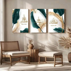 Set of 3  wall art sticky wooden canvas frames for home decore / sticky phototiles