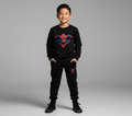Kids Spider-Man Printed Black & Black Tracksuit Set | Winter Fleece Sweatshirt & Trouser Outfit for Boys & Girls – Warm & Trendy FOR BABY AND KIDS
