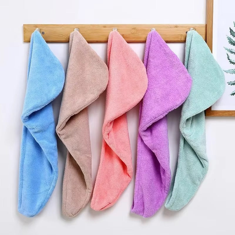 Hair Drying Towel Cap – Quick Dry, Soft & Absorbent Turban Wrap for Women | Anti-Frizz Hair Wrap Towel for Bathroom & Salon Use (Random Color)