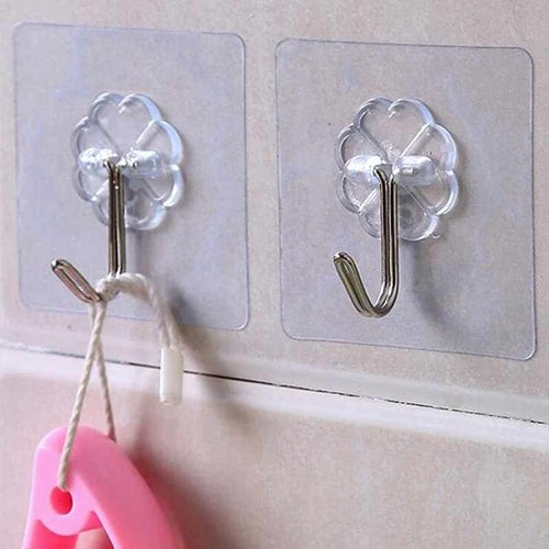 Transparent Self-Adhesive Wall Hooks – Strong Hold, No Drill, Damage-Free Hanging - Pack of 10