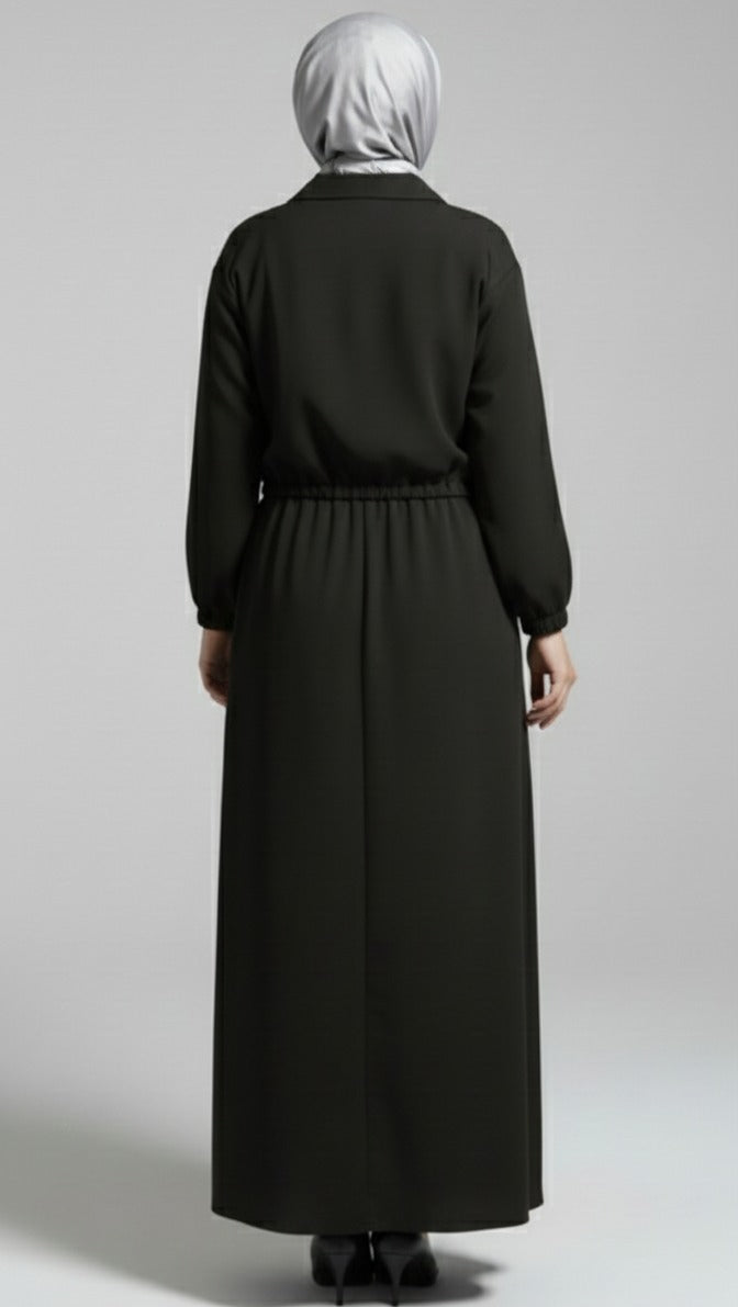 Stylish 2 Piece Set Long Frock Maxi Dress With Matching Zipper Jacket Premium Quality
