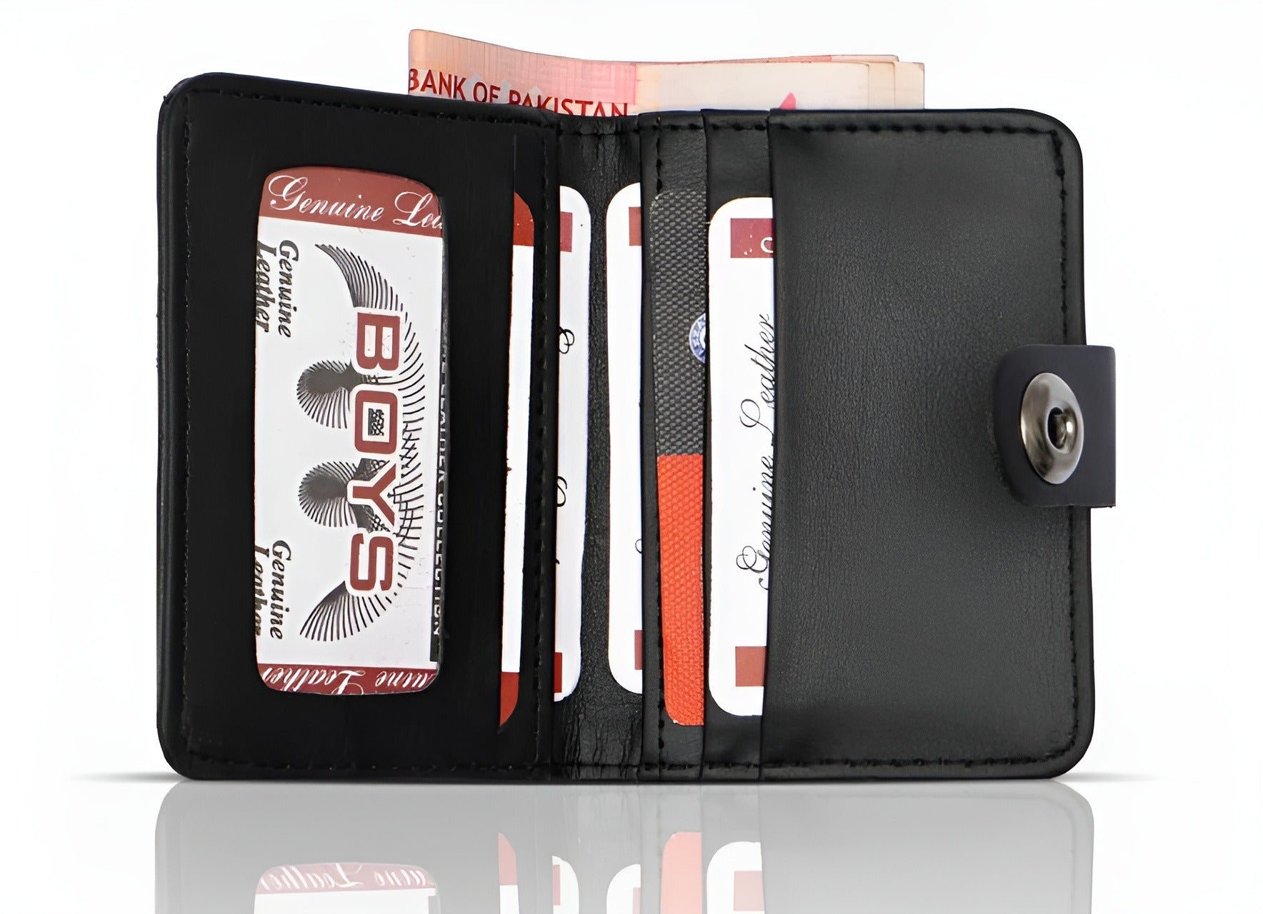 Men’s Premium Card Holder Wallet | Magnetic Button Small Wallet | 6 Card Slots & Cash Pocket