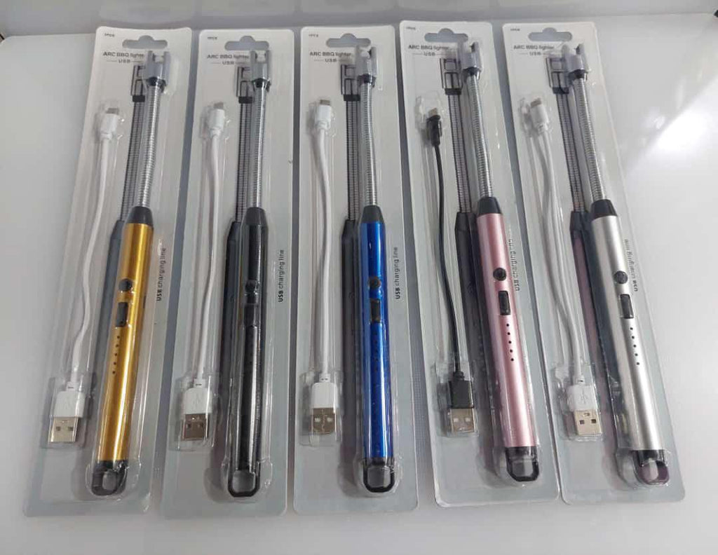 Arc Lighter With Usb Charging Cable | Flameless Windproof | LED Battery Display | Safety Switch | Rotate 360 Degrees ( Random Color )