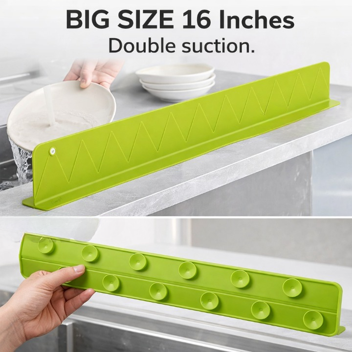 Silicon Sink Splash Guard With Suction Cups / 16 Inch Strong Suction Kitchen Sink Water Splash Guard