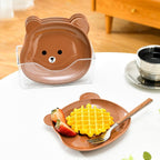 8Pcs Bear Shape Plate Set | Creative Food-Grade Plastic Plates With Stand | Random Colour