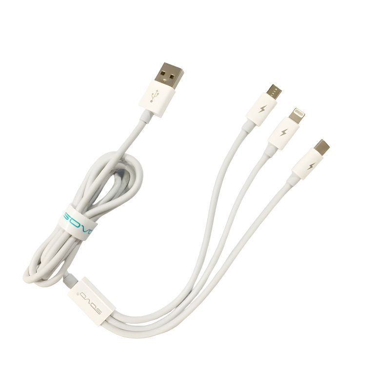 SOVO High Quality 3-in-1 Fast Charging  Cable – Multi Charging Cable for Micro USB, Type-C & Lightning Devices