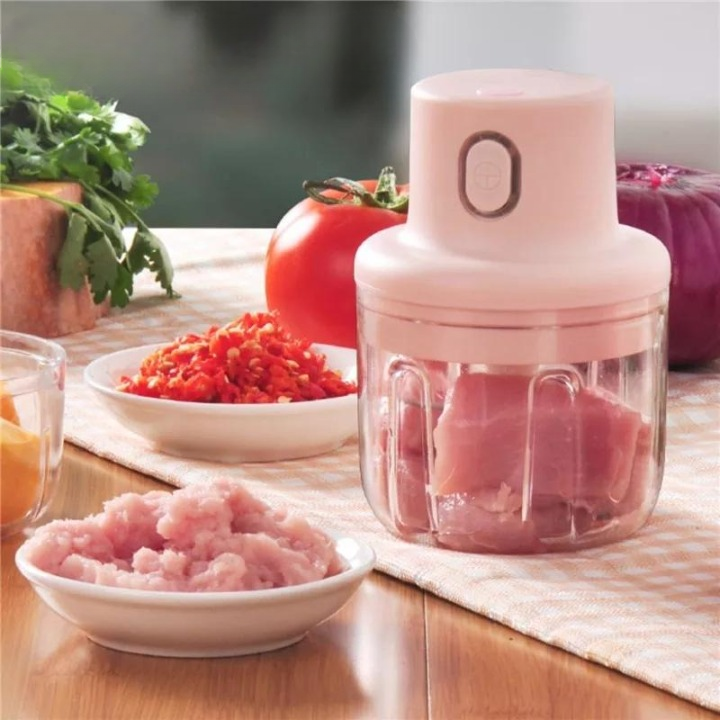 Mini Food Chopper Portable USB Rechargeable Vegetable Garlic Meat Grinder | With Cable - Size 250ml