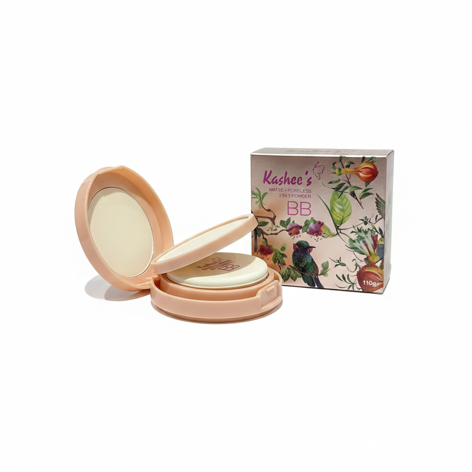 Kashees 2 In 1 Face Powder 110g – Dual Coverage Foundation & Setting Powder with Smooth Matte Finish, Long-Lasting Oil Control Formula for Flawless Everyday Makeup