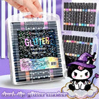Summer Glitter Hal Tip Markers Set Of 24 Markers With 48 Vibrant Shades For Creative Art And Craft Projects