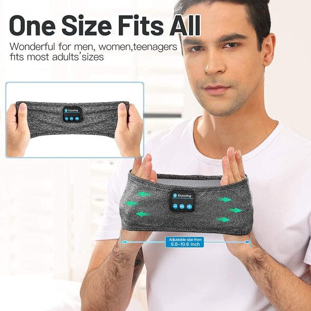 2-in-1 Sports & Sleep Bluetooth Headband – Wireless Music Headphones with Built-in Mic, Elastic Eye Mask for Workout, Travel & Relaxation