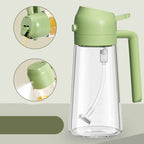2-in-1 Oil Spray Bottle | Adjustable Mist & Dispenser | 470ml Leak-Proof Glass Container | For Cooking, BBQ, Baking & Air Fryer 380ml (Random Color)