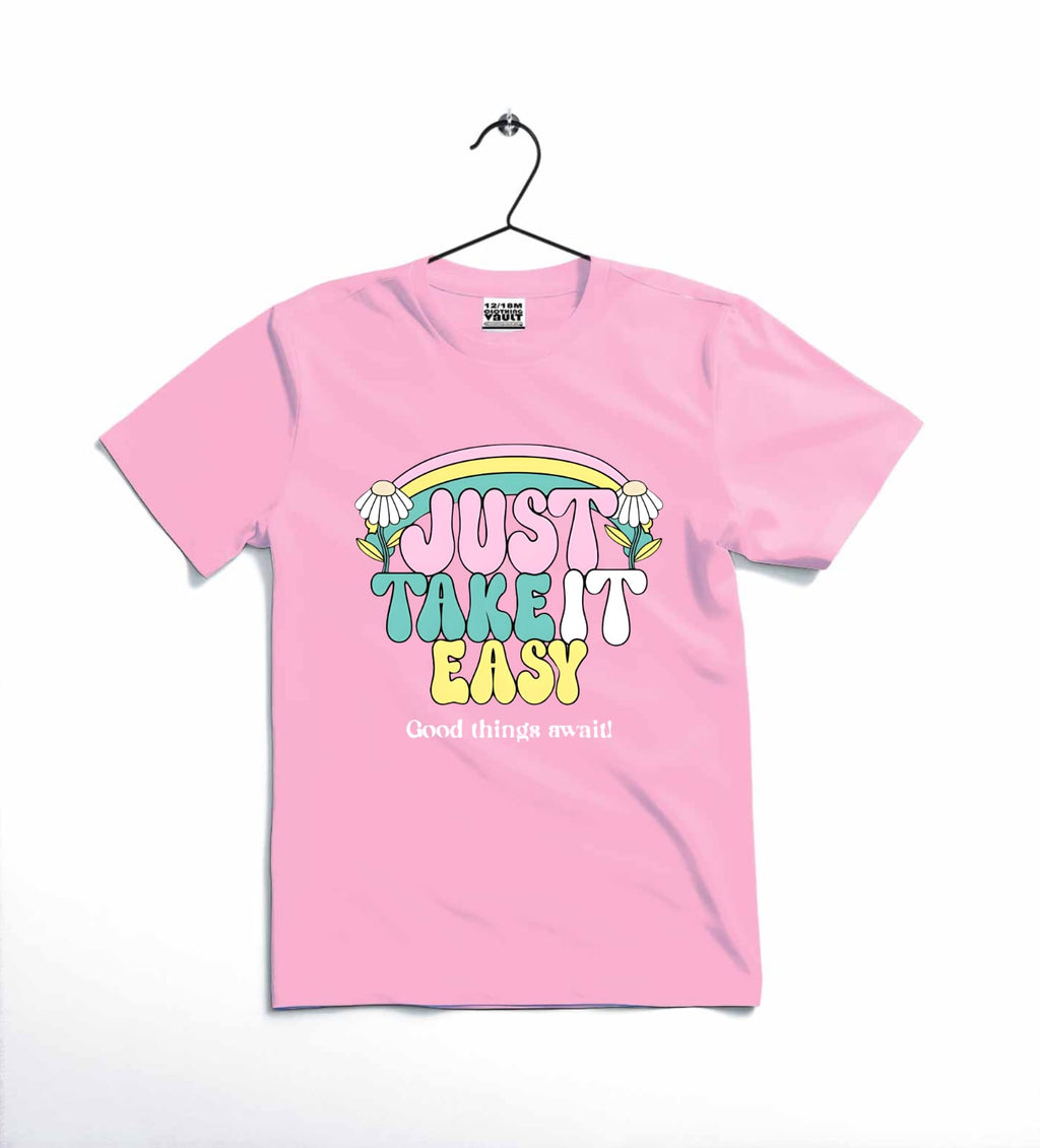 JUST TAKE IT EASY Printed T-Shirt | Cotton Jersey | Casual Wear | Comfortable & Stylish