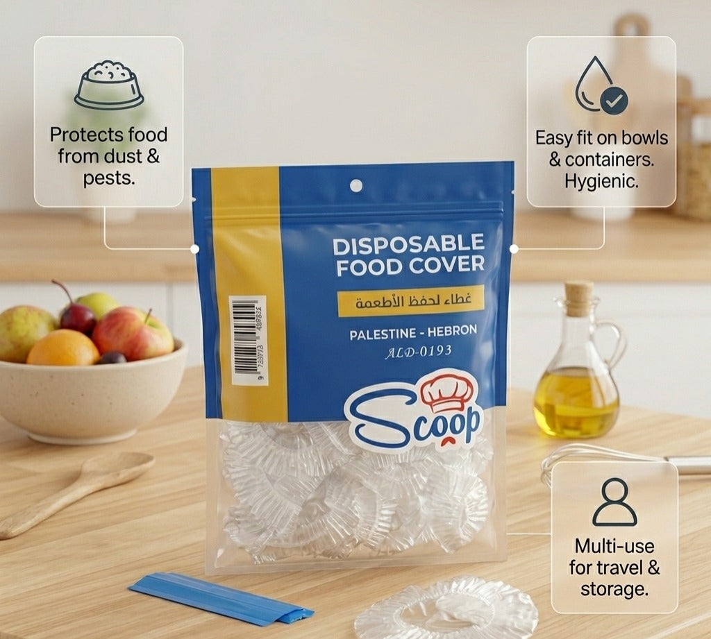 Scoop Disposable 100Pcs Food Cover – Elastic Stretchable Bowl & Plate Covers – Universal Fit Plastic Covers for Kitchen Food Preservation