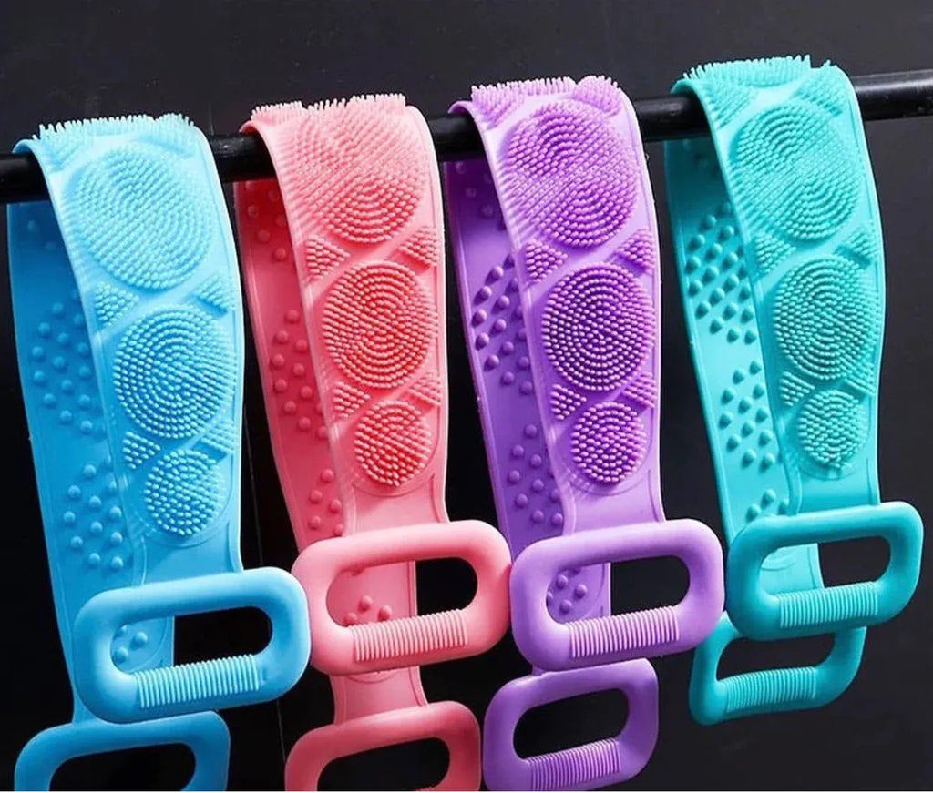 Pack of 2 Silicone Back Scrubber Bath Belts – Double-Sided Exfoliating Body Scrubbers for Gentle, Deep Cleansing & Smooth Skin