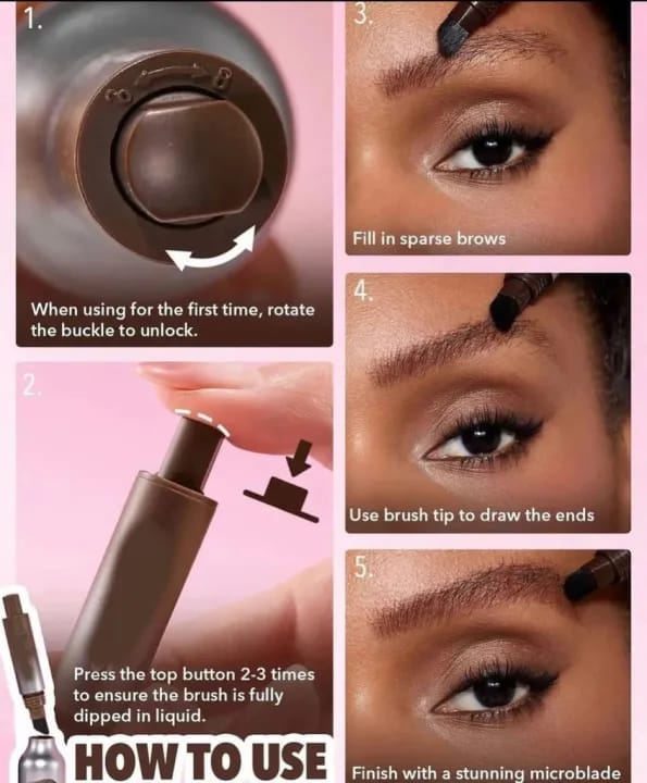 Huxibeauty Brow Fection Angled Brush And Dip Liquid Eyebrow Gel Pen For Daily Makeup Needs