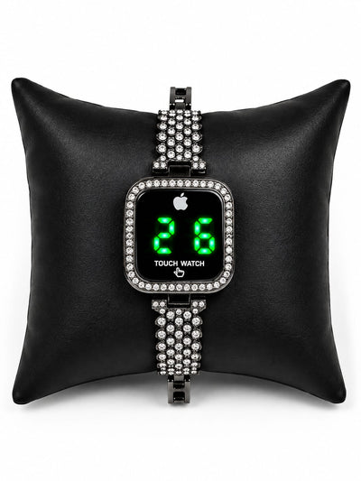Elegant Female Touch Screen LED Watch With Sparkling Stones Stylish Alloy Construction Trendy Formal And Casual Daily Wear