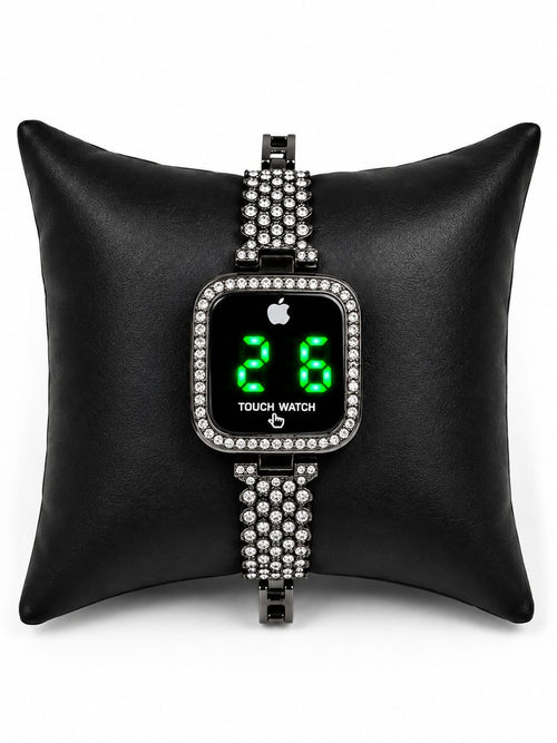 Elegant Female Touch Screen LED Watch With Sparkling Stones Stylish Alloy Construction Trendy Formal And Casual Daily Wear