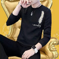 New Collection: Men's Stylish Print Full Sleeves T-Shirt - Premium Quality &amp; Fashionable Design for a Smart Look | Black Leaf Print T-Shirt