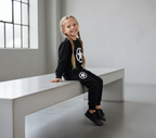 Kids Star Printed Black & Black Tracksuit Set | Winter Fleece Sweatshirt & Trouser Outfit for Boys & Girls – Warm & Trendy FOR BABY AND KIDS