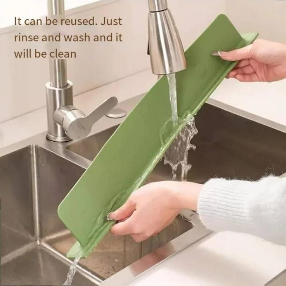 Reusable Silicone Sink Splash Guard – 14 Inch Splashproof Countertop Water Barrier With suction (Random Color)