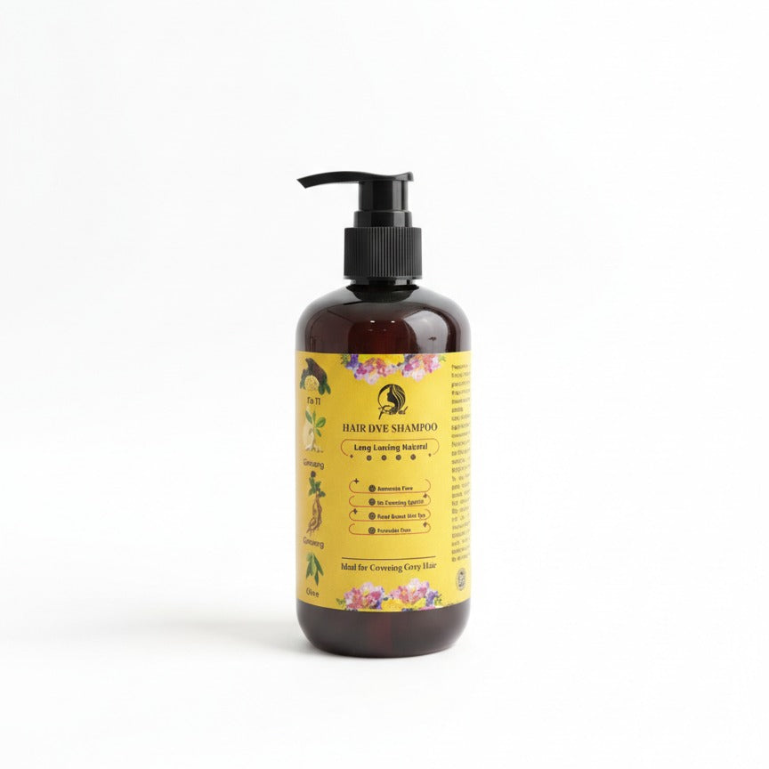 Floral Natural Hair Dye Shampoo | 200ml | Ammonia-Free Herbal Formula | Long-Lasting Gray Coverage