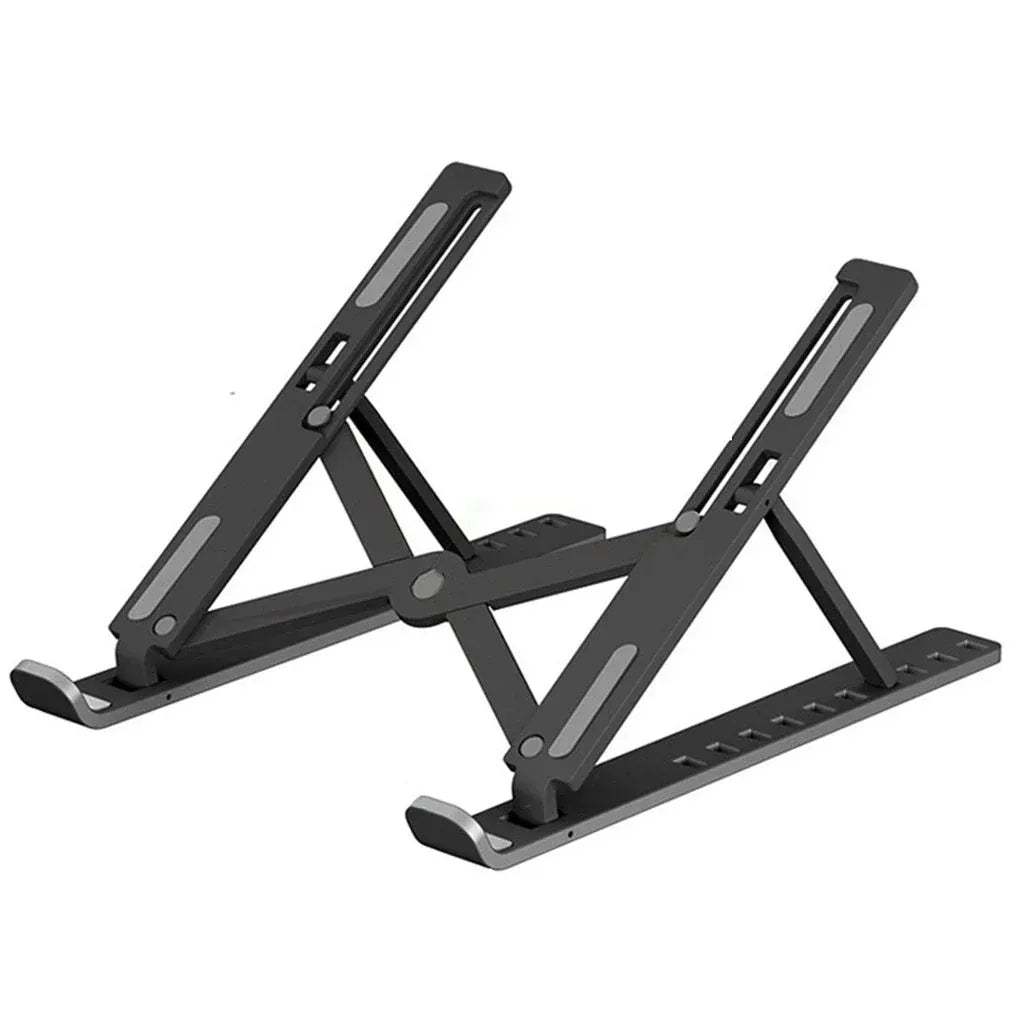 Metal Body Laptop Stand | Creative Folding Storage Bracket | Adjustable Portable Durable | 24×4.5cm Folded / 24×16.5cm Opened
