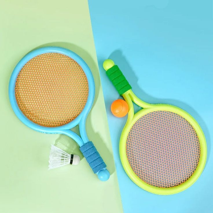 Kids Badminton & Tennis Racket Set – Easy-To-Handle Outdoor Sports Toy With 2 Rackets, 1 Ball, And 1 Shuttlecock For Fun Indoor & Outdoor Play (Random Color)