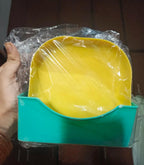 Plate Set Pack Of 10 – Plastic Split Bone Dish Plates With Holder | Durable Serving Plates (Random Colors)