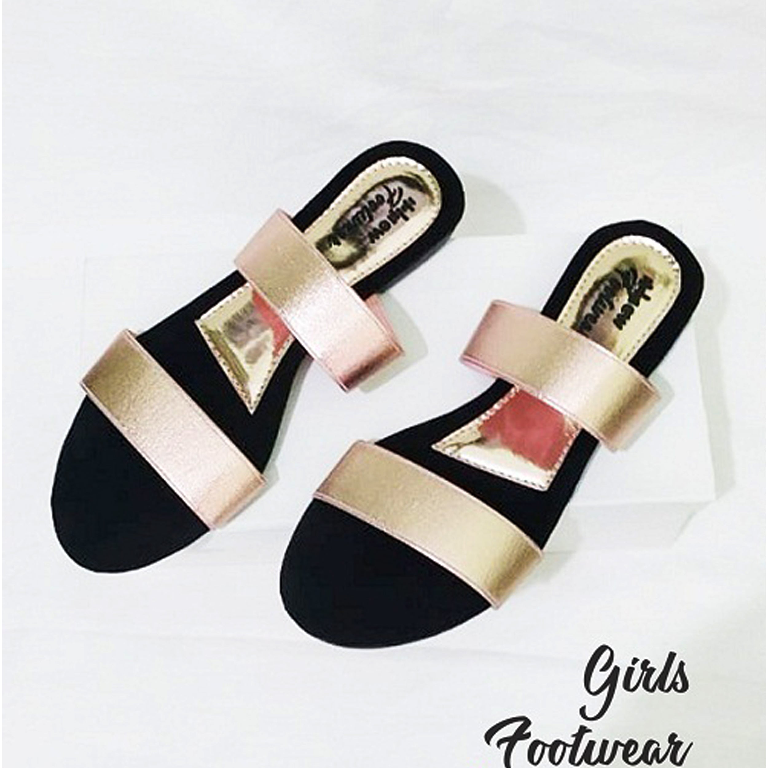Ladies Casual & Party Wear Flat Slippers – Stylish Elastic Work Design | Comfortable Indoor & Outdoor Sandals for Women
