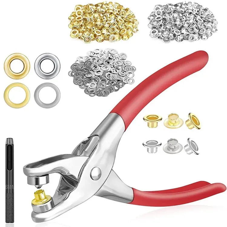 Hand Press Button Plier – Heavy Duty Metal Body with 50 Snap Buttons | Manual Fastener Tool for Tailoring - With Lock