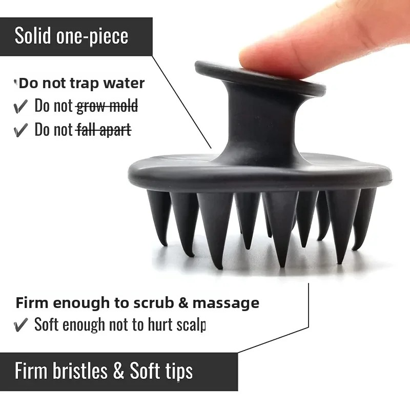Head Cleansing &amp; Scalp Massage Brush – Soft Bristles for Wet &amp; Dry Use (Black color)