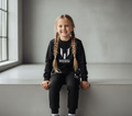 Kids Missi Printed Black & Black Tracksuit Set | Winter Fleece Sweatshirt & Trouser Outfit for Boys & Girls – Warm, Cozy & Stylish FOR BABY AND KIDS
