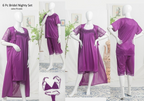 6 PCs Bridal Satin Nighty Set with Matching Thong & Bralette Free Size