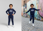 Boys Winter Casual Long Sleeve Printed Patchwork Round Neck Sweatshirt | Warm, Stylish & Comfortable Winter Wear
