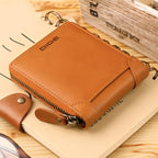 GOL Zip Leather Wallet for Men Compact Wallet with Coin Pocket Card Slots and Secure Closure