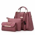 Elegant 3-Piece Women’s Handbag Set – Black Shoulder Bag, Crossbody & Clutch Purse