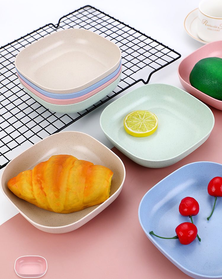 Plate Set Pack of 10 – Plastic Split Bone Dish Plates with Holder (Random Colors)
