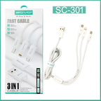 SOVO High Quality 3-in-1 Fast Charging  Cable – Multi Charging Cable for Micro USB, Type-C & Lightning Devices
