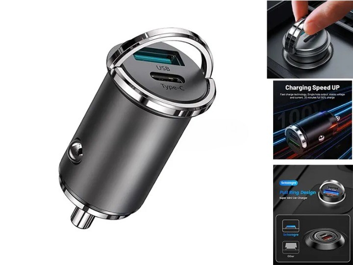 G-Golden 60W QC 4.0 Fast Car Charger – Dual Port High-Quality Multi-Device Charging, Black
