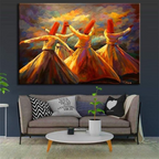 Whirling Dervish Wall Art Painting – Sufi Dance Canvas, Spiritual Home Décor (12x16)