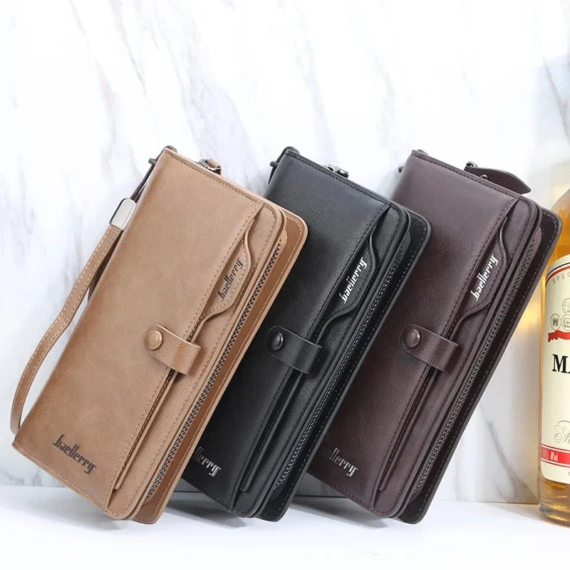 Balebaily Long Zipper Wallet for Men & Women PU Leather Wallet with 15 Card Slots Phone Pocket and Photo Window