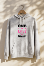 New Summer Collection Full Grey Hoodie one love one heart  Printed For girl And Boys