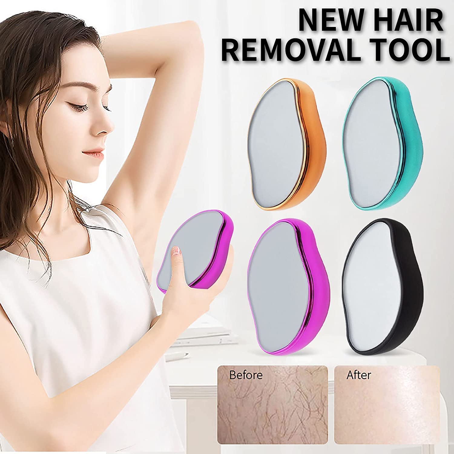 Crystal Hair Eraser – Magic Painless Hair Remover Stone for Men & Women | Reusable Exfoliating Epilator for Legs, Arms & Back | Smooth & Silky Skin (Random Color)