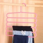 5 Layer Magic Hangers Hanger: Anti-Slip Multi-Purpose and Multi-Functional Magic Multiple Layer Trousers Hangers Hanger - Multifunction Pants Closet Belt Holder Rack S-Type 5 Layers Saving Space Hangers Hanger